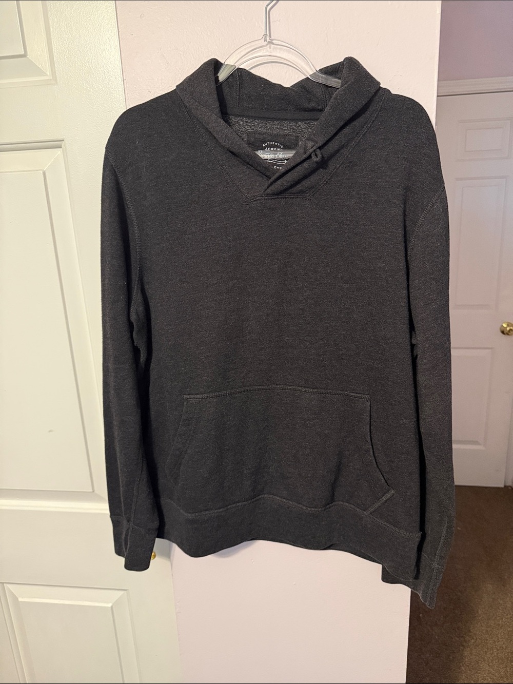 J. Crew Vintage Fleece Men's Charcoal Shawl-Collar Pullover Hoodie